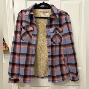 Plaid Sherpa-Lined Jacket
